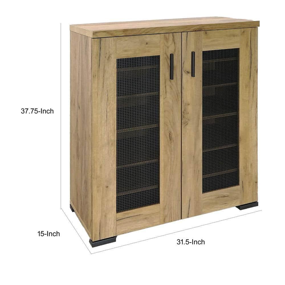 38 in. Accent Cabinet Chest with 5 Adjustable Shelf Units, Golden Oak Brown