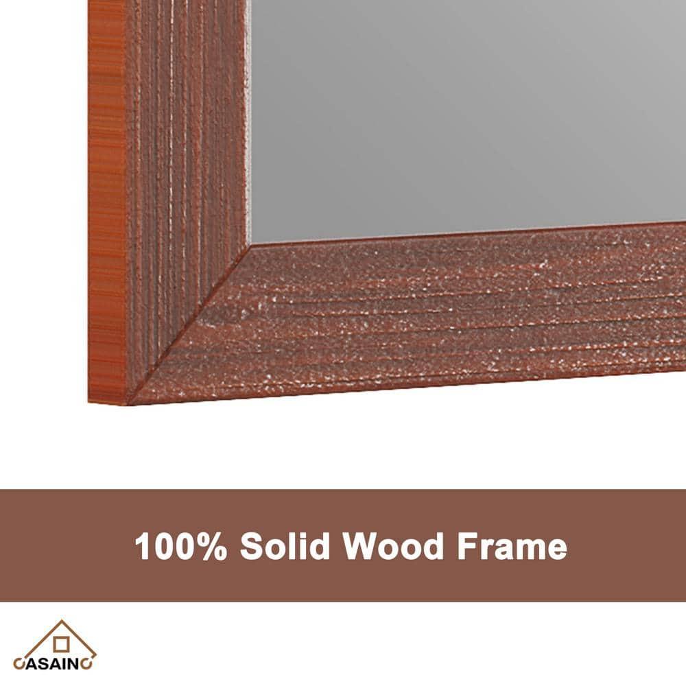 CASAINC  48in Solid Wood Framed Mirror in Multiple Color Frames Brown
