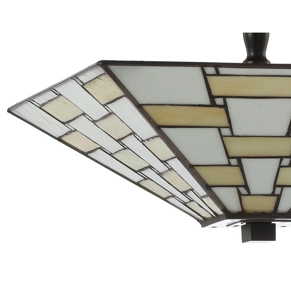 Jason 15.7 in. Tiffany-Style Glass/Metal White/Cream LED Semi-Flush Mount