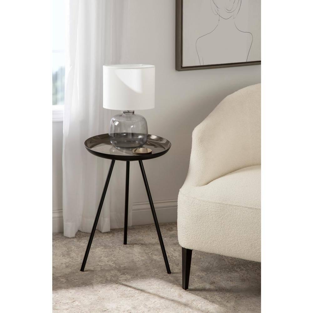 Kate and Laurel Laranya Round Metal Side Table, 15x15x22.5, Brown and Black