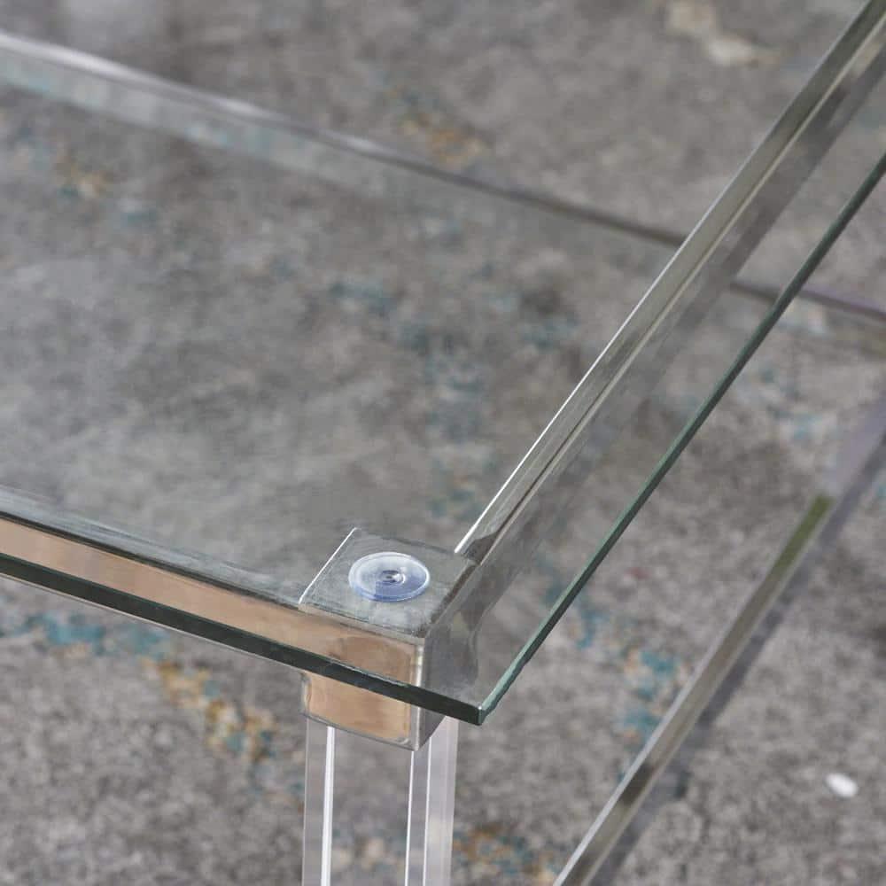 Noble House Liat Modern Tempered Glass Rectangular Coffee Table with Acrylic and Iron Accents