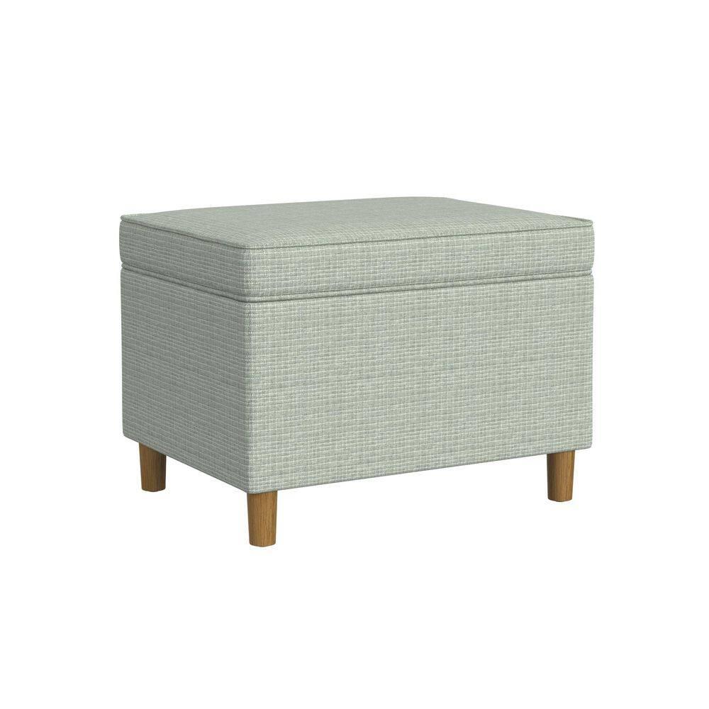 HomePop 24" Dinah Storage Ottoman Sage: Upholstered Footstool, Traditional Rectangle Shape, Spot Clean