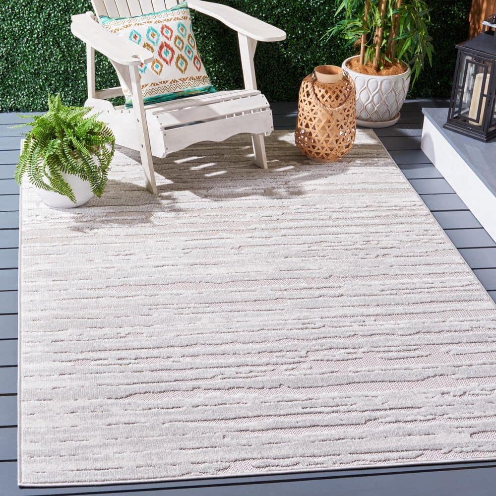 Cabana CBN506 Power Loomed Indoor/Outdoor Area Rug - Gray/Ivory - 6'7"x6'7" - Safavieh.