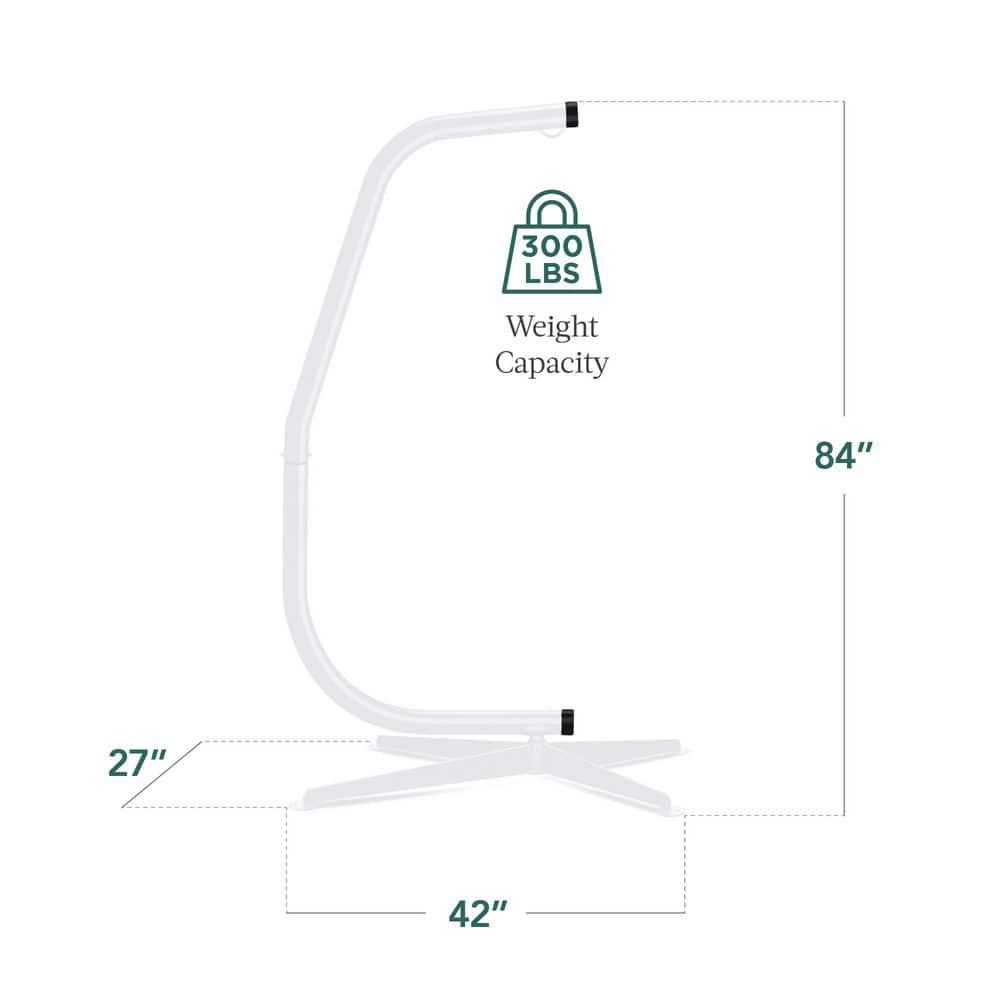 Best Choice Products Metal Hanging Hammock C-Stand for Chair/ Weather-Resistant Finish, Offset Base - Stand Only - White