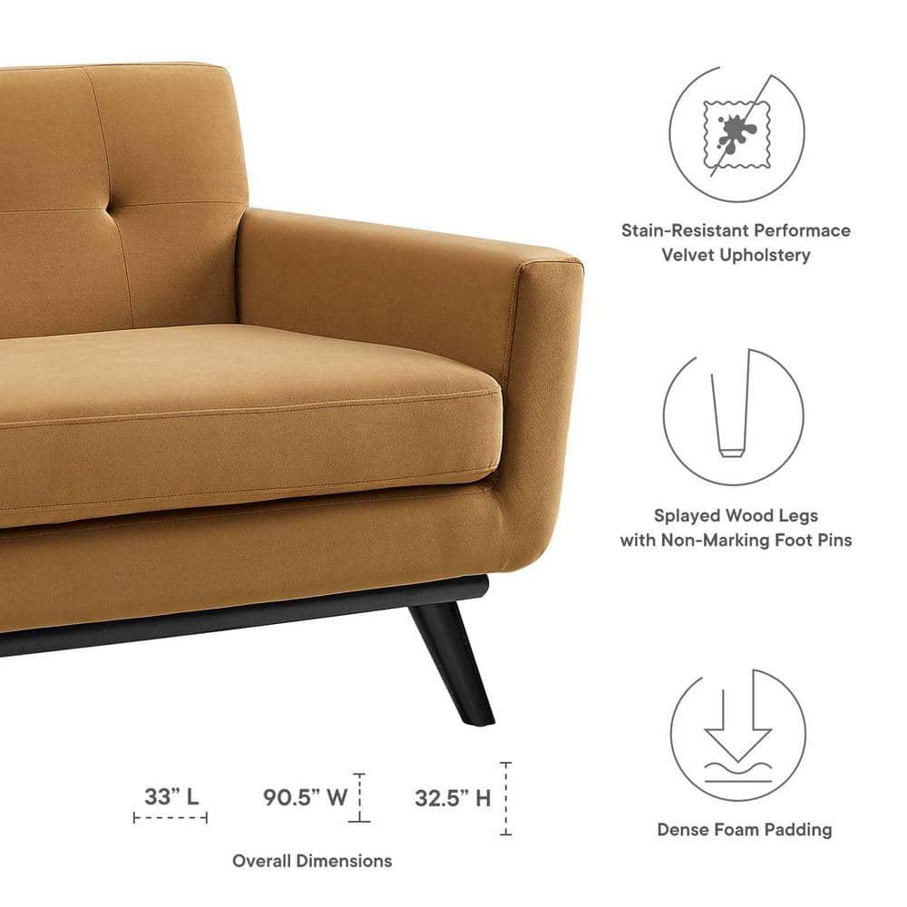Engage Performance Velvet Sofa Cognac - Modway
