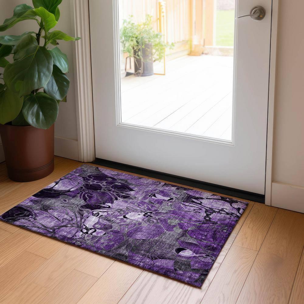 Chantille ACN558 Purple 1 ft. 8 in. x 2 ft. 6 in. Machine Washable Indoor/Outdoor Geometric Area Rug