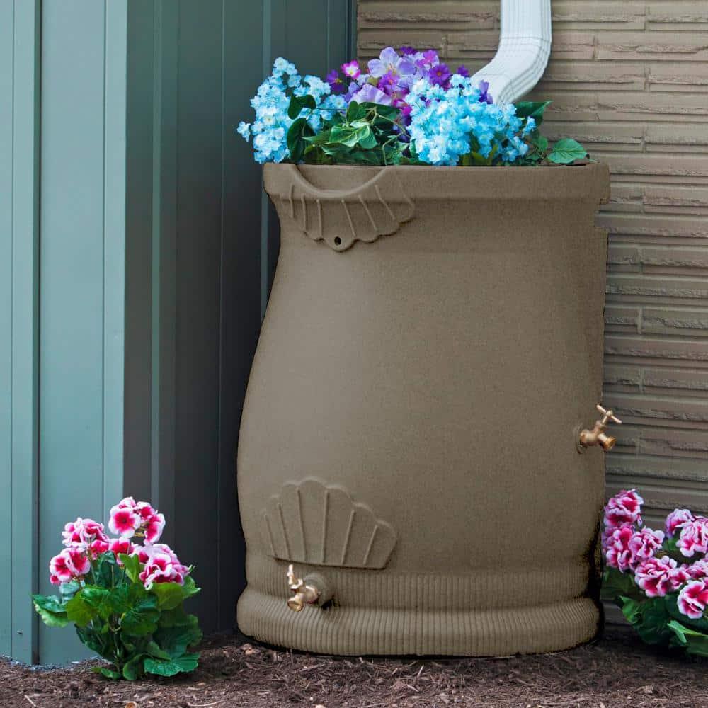 Good Ideas Good Ideas 50 Gallons Plastic Drainable Dual Overflow Planter Rain Barrel