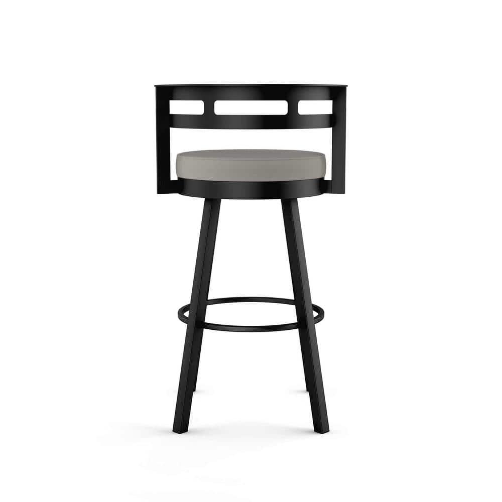 Amisco Render Upholstered Counter Height Barstool Taupe/Black: Faux Leather, Steel Frame, 26" Seat