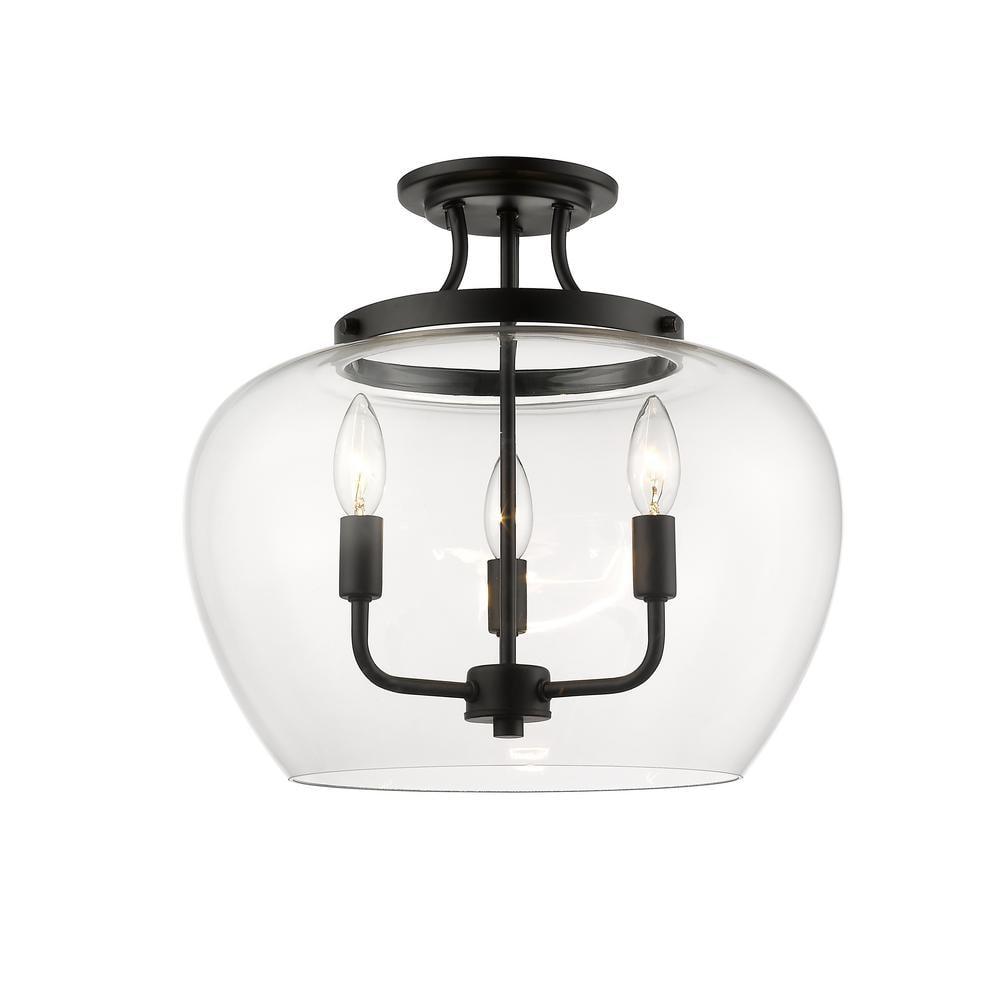 Z-Lite Joliet 3 - Light Semi-Flush Mount in  Matte Black