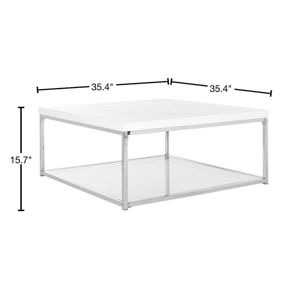 Malone High Gloss Coffee Table - White/Chrome - Safavieh