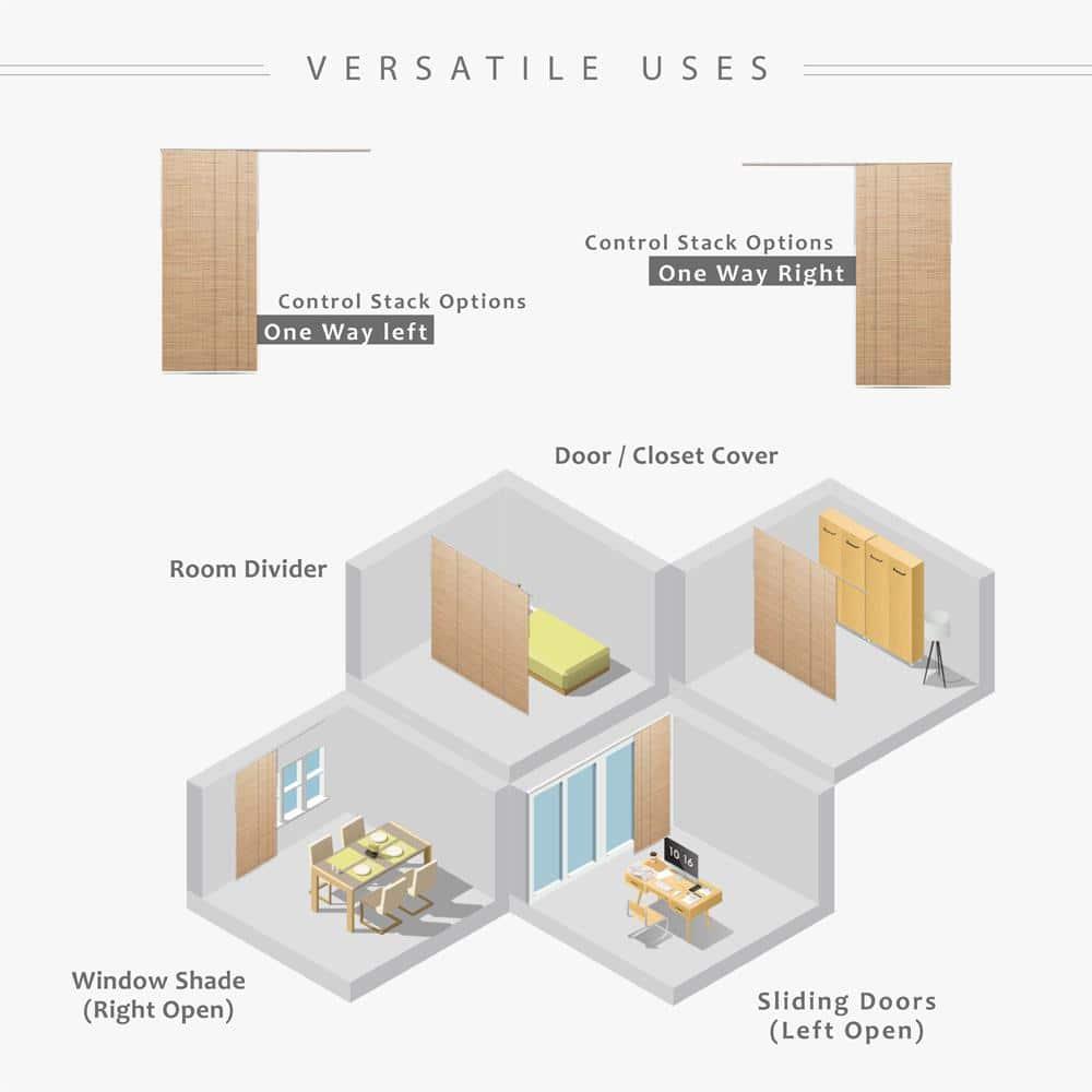 GoDear Design Adjustable Sliding Panel Track Blind 45.8"- 86" W x 96" H, Vertical Blinds, Semi-sheer, Almond