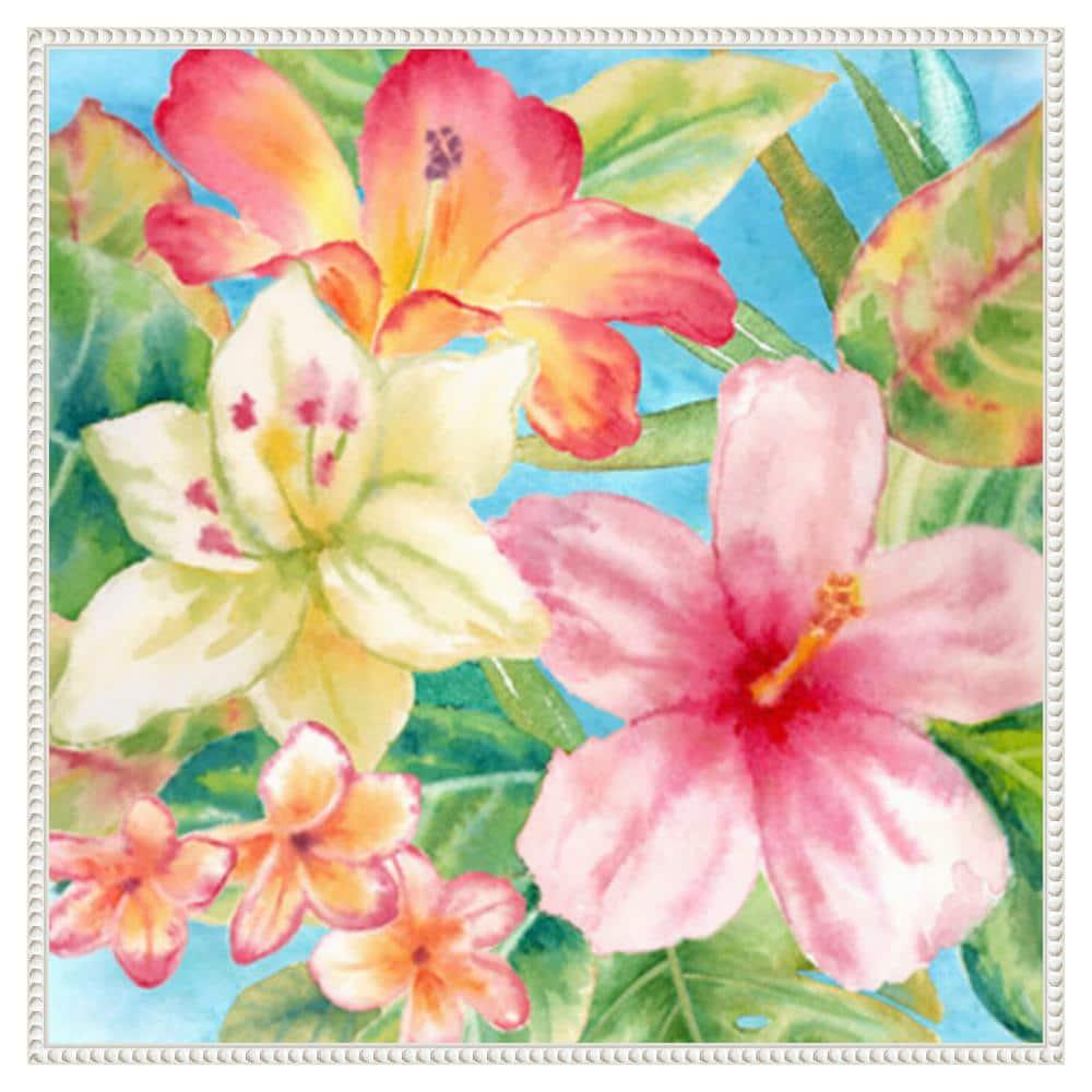 Amanti Art 30"x30" Tropical Island Florals by Cynthia Coulter Framed Canvas Wall Art Print