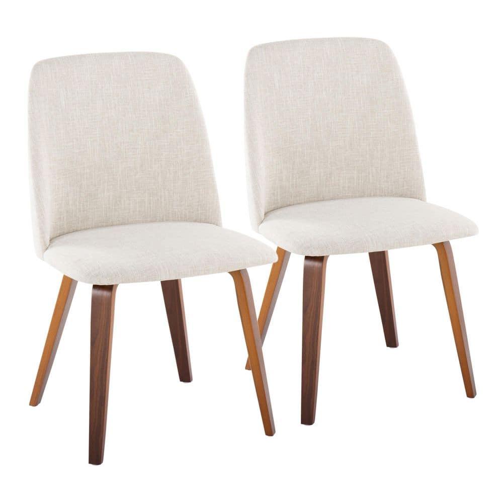 Set of 2 Toriano Dining Chairs Walnut/Beige: LumiSource, Upholstered, Mid-Century Modern, Wood Legs