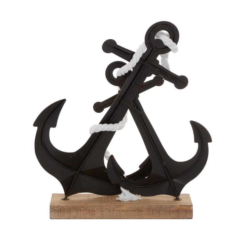 15" x 16" Black Metal Anchor Sculpture, by DecMode