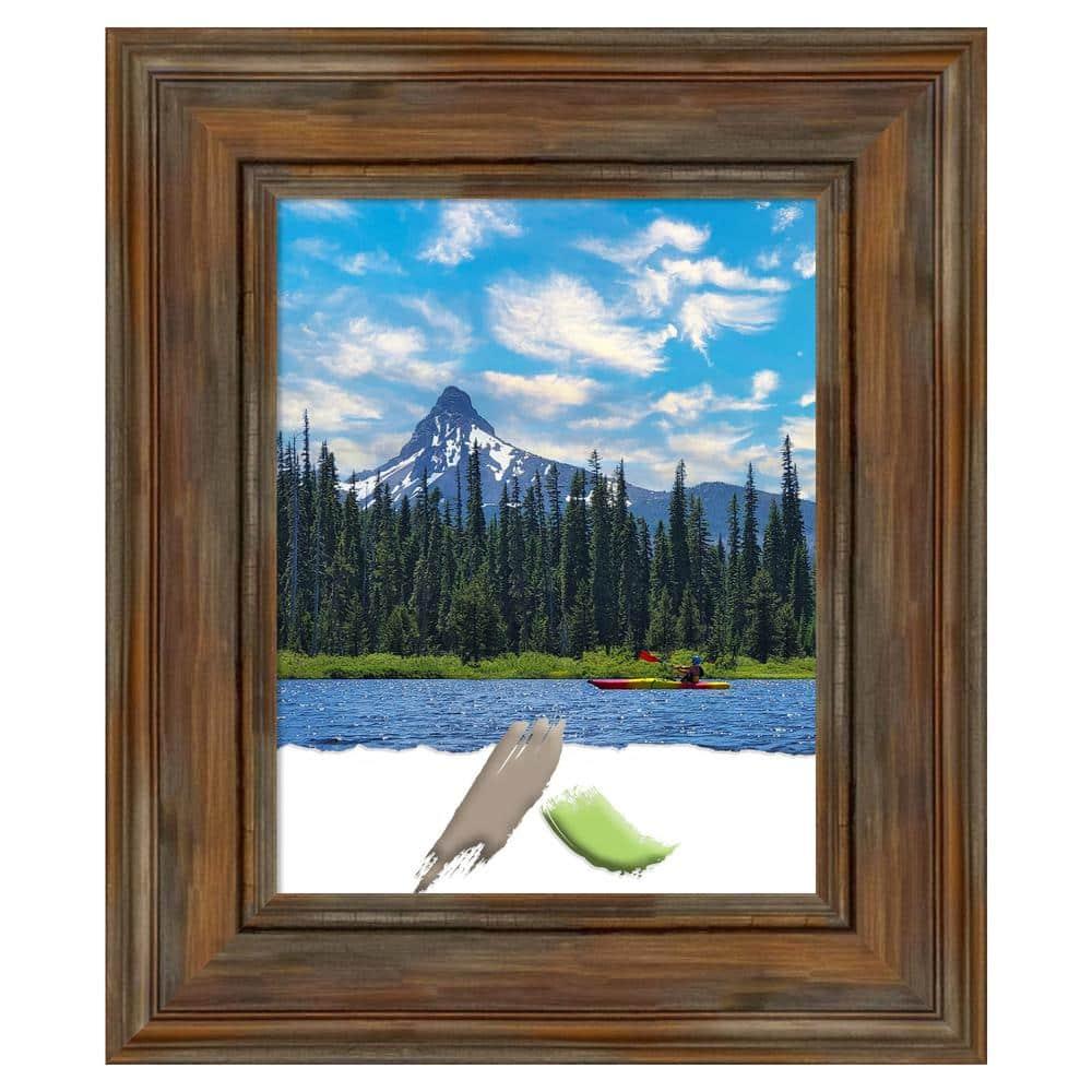 Amanti Art Alexandria Rustic Brown Wood Picture Frame Opening Size 11x14 in.