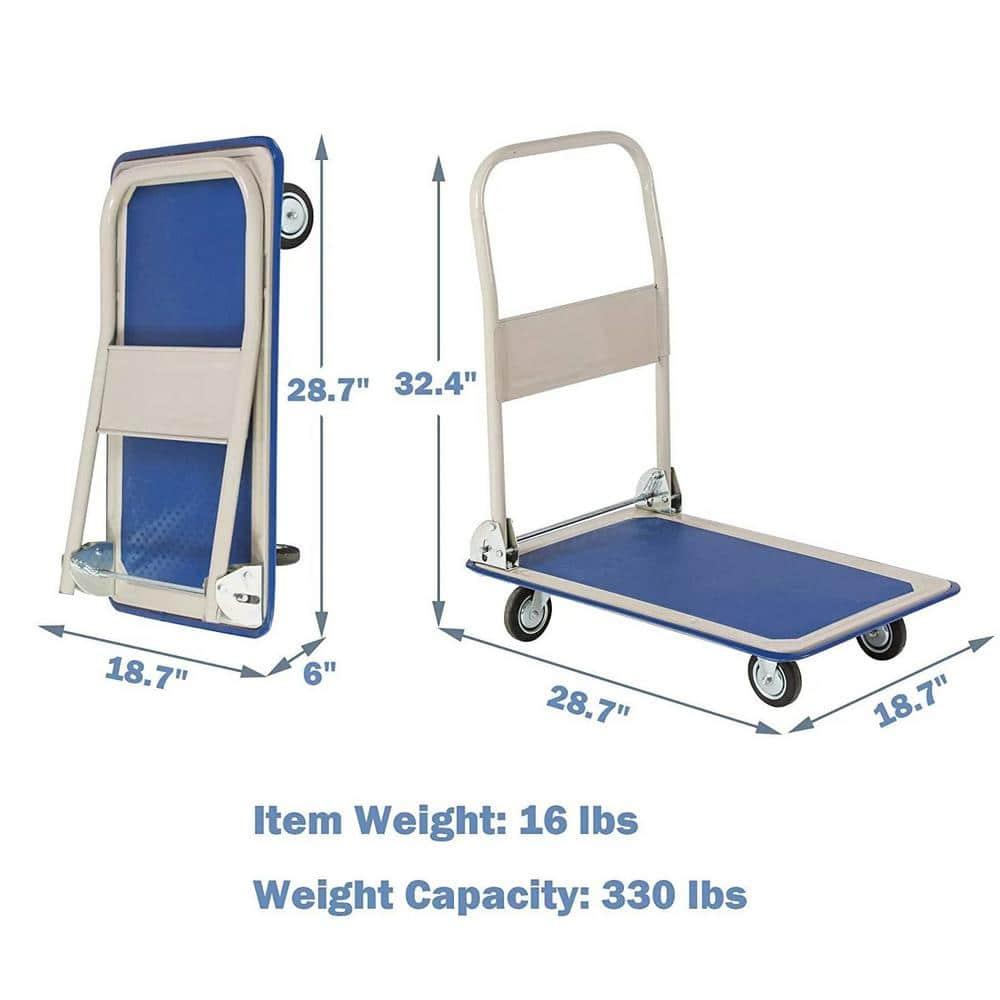 Platform Truck Hand Flatbed Cart Dolly Folding Moving Push Heavy Duty Rolling Cart with 4 Wheels, 330 lbs Weight Capacity