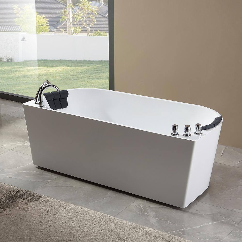 67'' x 33.5'' Freestanding Whirlpool Plastic / Acrylic Bathtub with Faucet