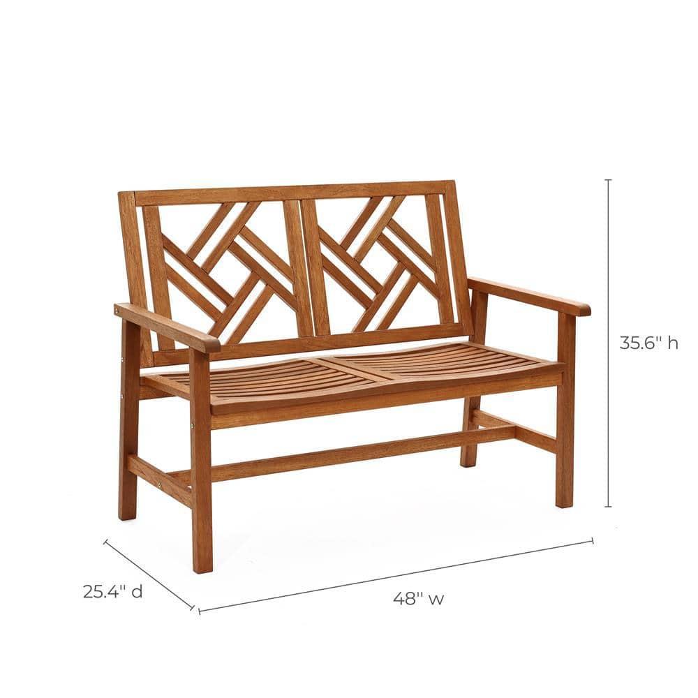 LuxenHome Carmel Solid Wood Outdoor Loveseat Park Bench