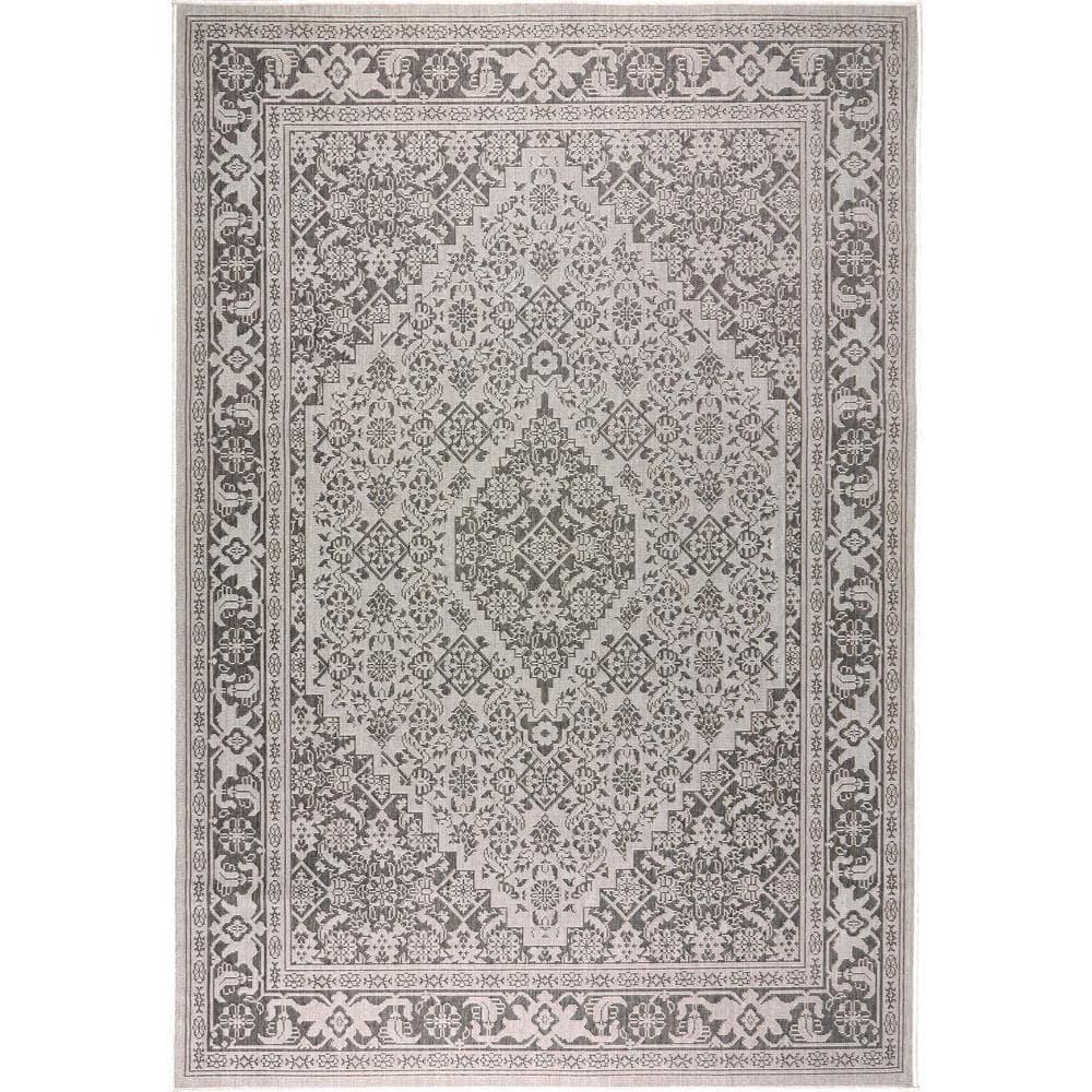 Nicole Miller New York Patio Country Dahlia Medallion Indoor/Outdoor Area Rug Grey/Black