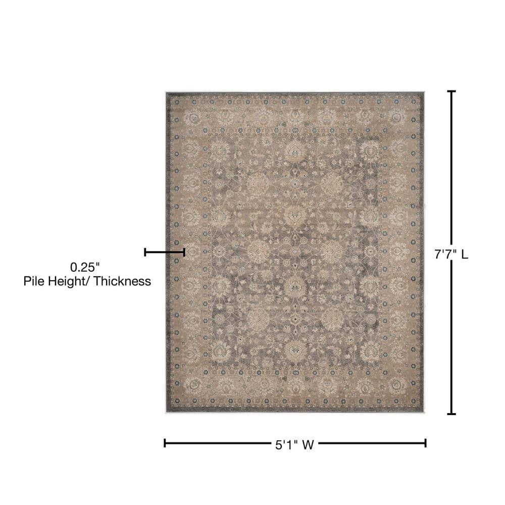 Sofia SOF330 Power Loomed Area Rug - Ivory/Grey - 5'1"x7'7" - Safavieh.