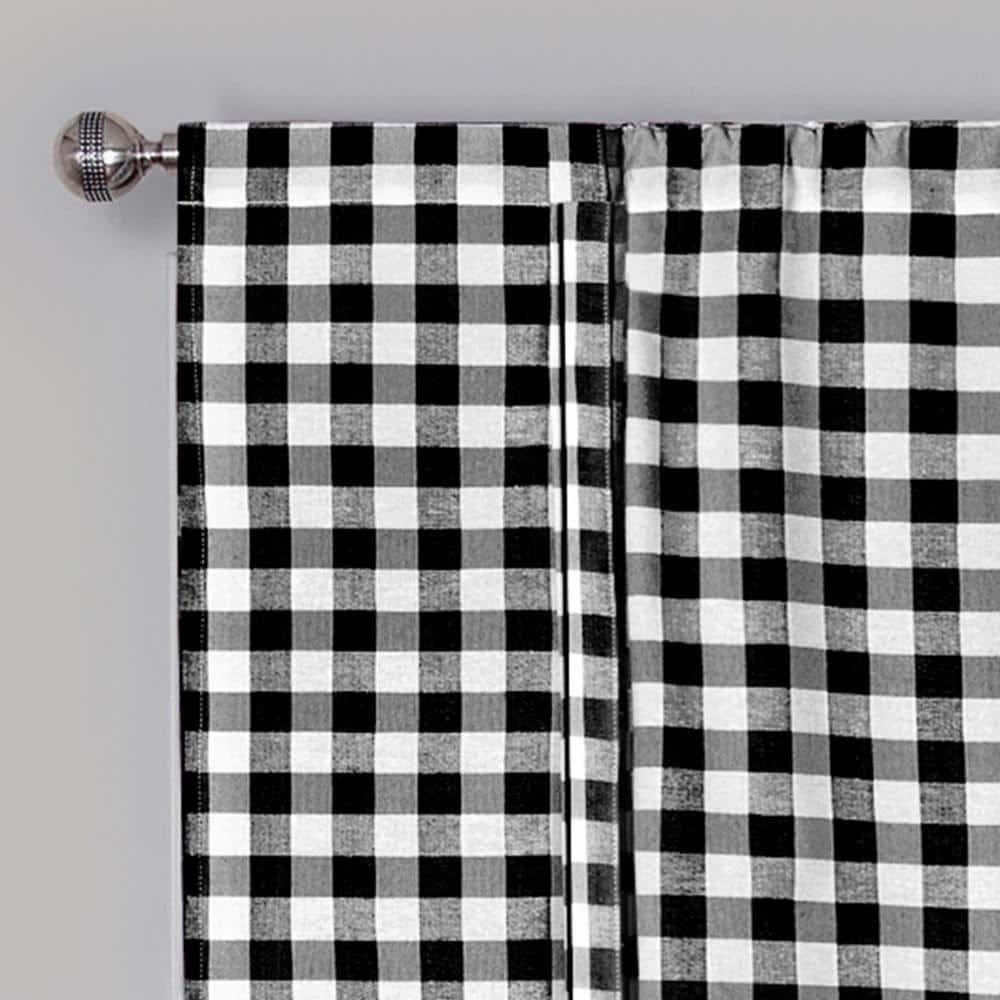 Buffalo Black Plaid Modern Window Curtain Panel : 42" x 63" Tie Up Shade - Single