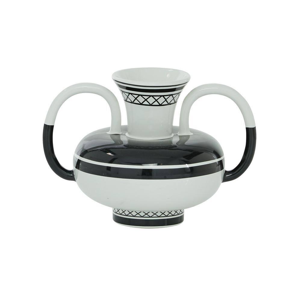 Ceramic Decorative White Vase with Handles