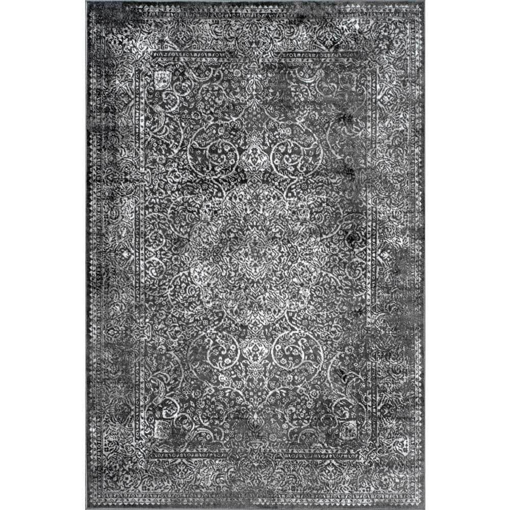 Nuloom Delores Oriental/Persian 9x12 Indoor Area Rug for Living Room Bedroom Dining Room Kitchen, Dark Grey/Ivory