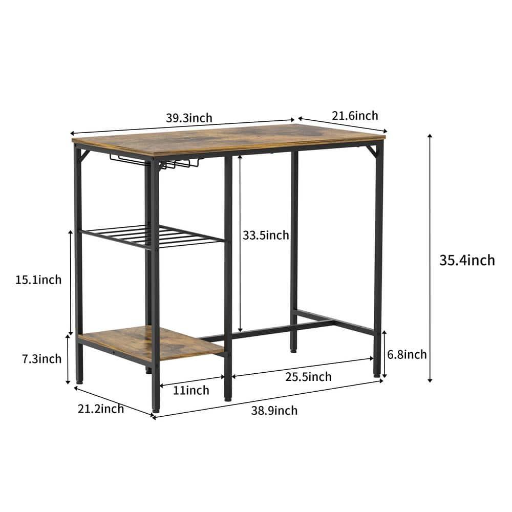Olurrisa Bar Table and Chairs Set for 2, 3 Pieces Pub Dining Table Set, 2 Bar Stools PU Upholstery Seat with Backrest for Kitchen, Apartment, Small Space