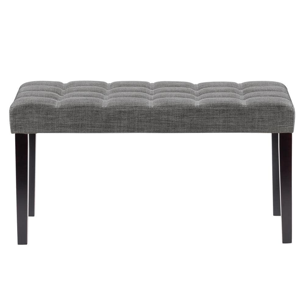 California Fabric Tufted Bench Dark Gray - CorLiving: Entryway, Living Room, Foam Padded, Wood Legs
