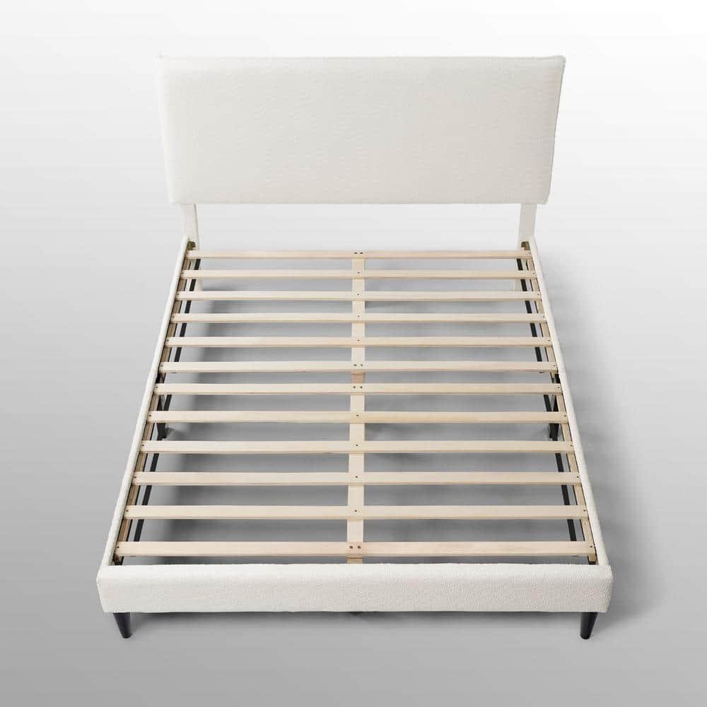 24/7 Shop At Home Queen Heartwild Modern Boucle Upholstered Pillow Headboard Platform Bed: Smooth Finish & Wood Frame