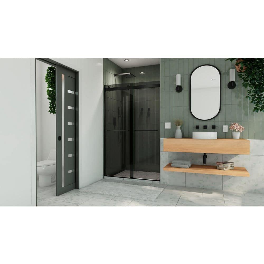 44" - 48" W 76" H Reversible Semi-Frameless Shower Door with ClearMax Technology