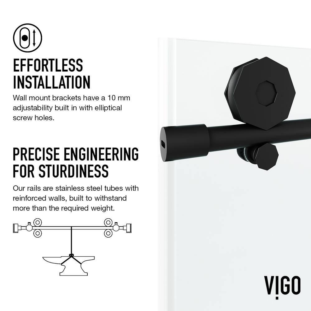 Elan Hart 56-60" W x 76" H Sliding Frameless Shower Door with 3/8" Clear Glass