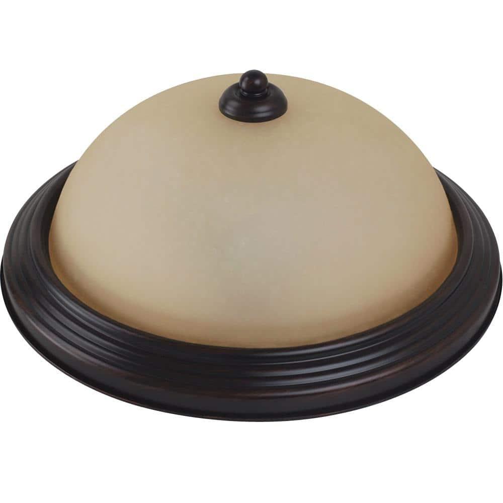 Geary Bronze Amber Glass Indoor/Outdoor Flush Mount Light