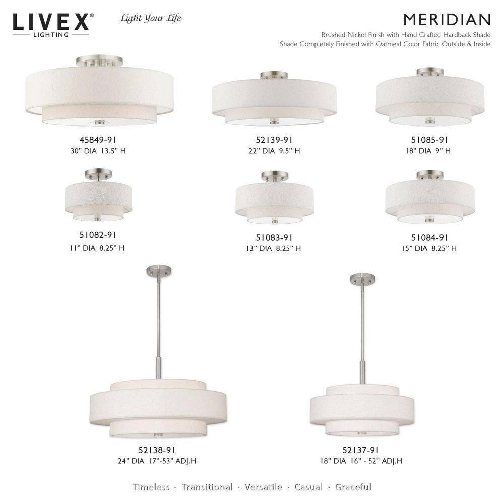 Livex Lighting Meridian 5 - Light Semi-Flush Mount in  Brushed Nickel