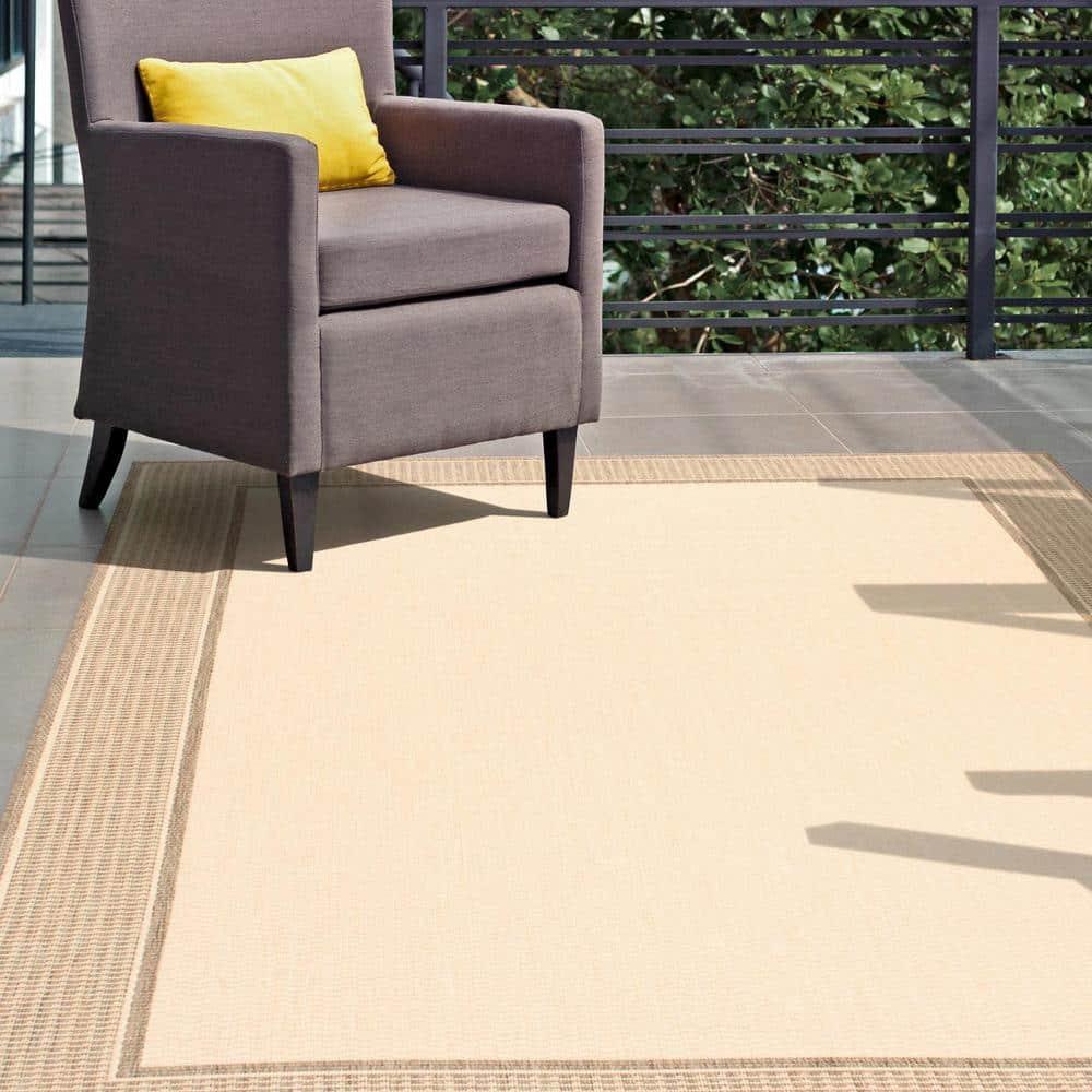 Nuloom Gris Bordered 3x5 Indoor/Outdoor Accent Rug for Living Room Patio Deck Front Porch Entryway Kitchen, Beige/Tan