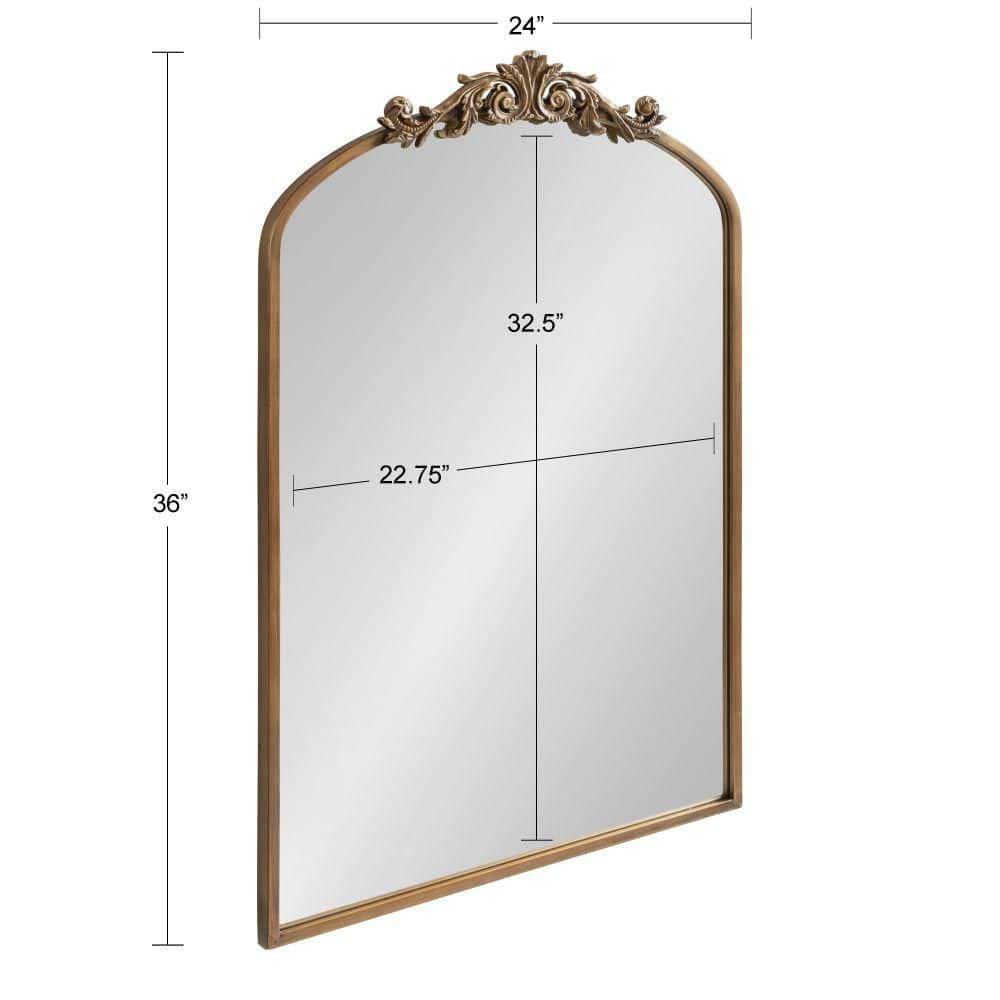 24" x 36" Arendahl Traditional Arch Decorative Wall Mirror Gold - Kate & Laurel All Things Decor