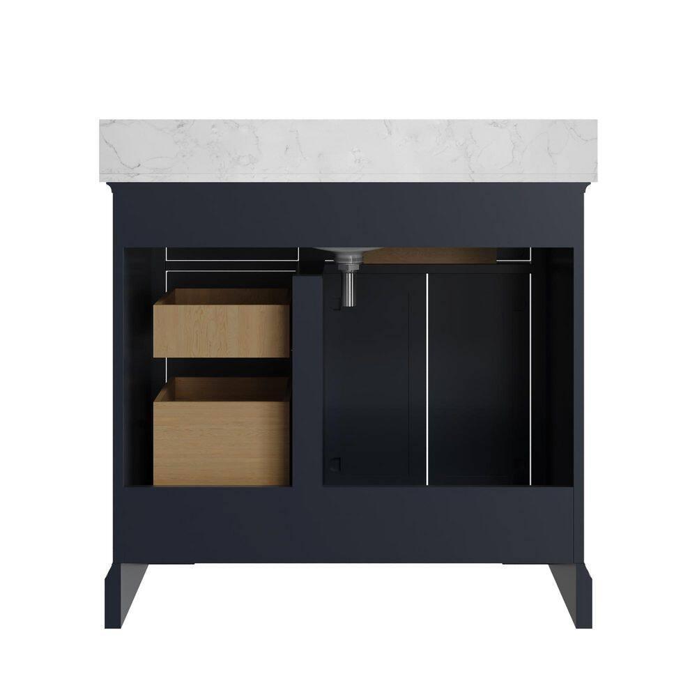 DeerValley Heritage 36'' Fully Assembled Single Bathroom Vanity with Backsplash, 3 Colors Available White/ Navy Blue/ Gray