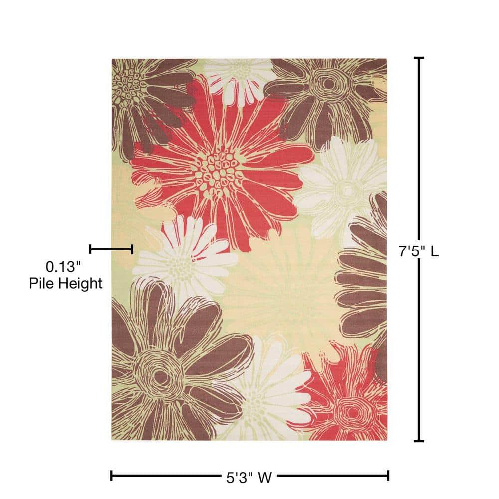 Nourison Home & Garden Green Indoor/Outdoor Area Rug RS022 5'3" x 7'5"