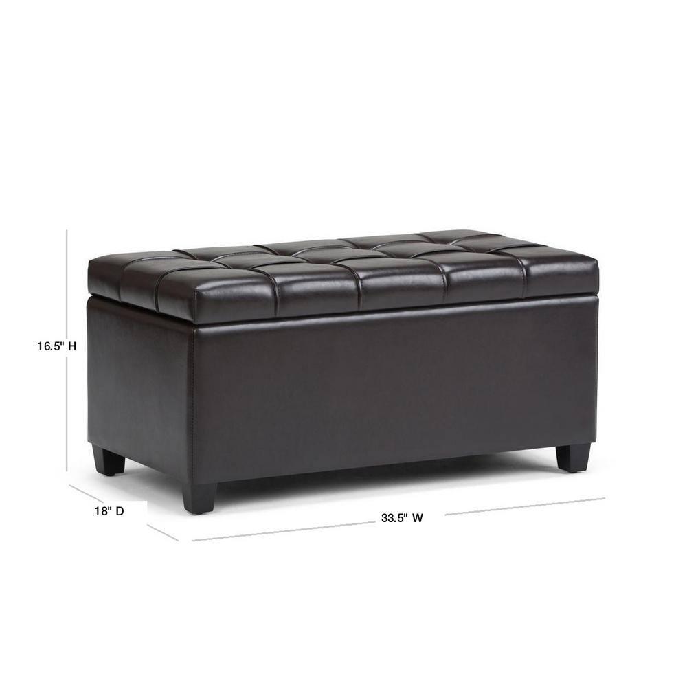 Simpli Home Sienna 33"W Upholstered Storage Ottoman Bench with Lift-Up Tufted Top