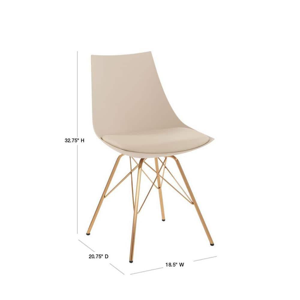 OSP Home Furnishings Oakley Chair in Cream Faux Leather with Gold Chrome Base
