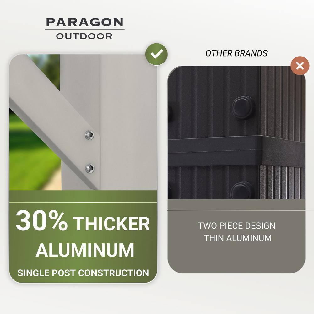 Paragon-Outdoor Florence 11 Ft. W x 16 Ft. D Aluminum Pergola in White Powder-Coated Finish with Adjustable Canopy