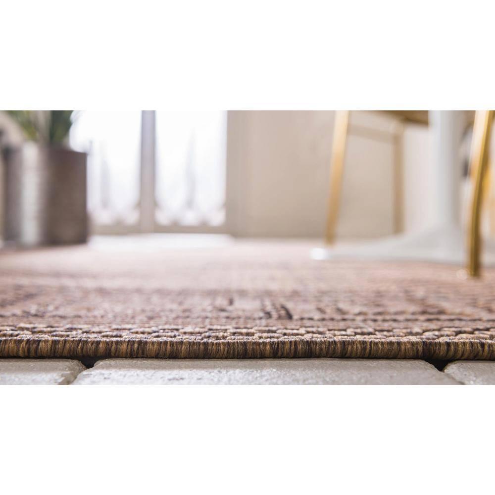 Unique Loom 3' 3 x 5' 1 Brown Outdoor Border Greek Key Area Rug