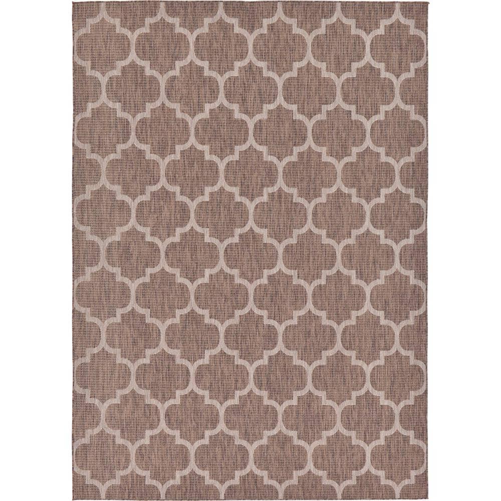 Unique Loom 8' 0 x 11' 4 Rectangle Indoor/Outdoor Trellis Brown Area Rug