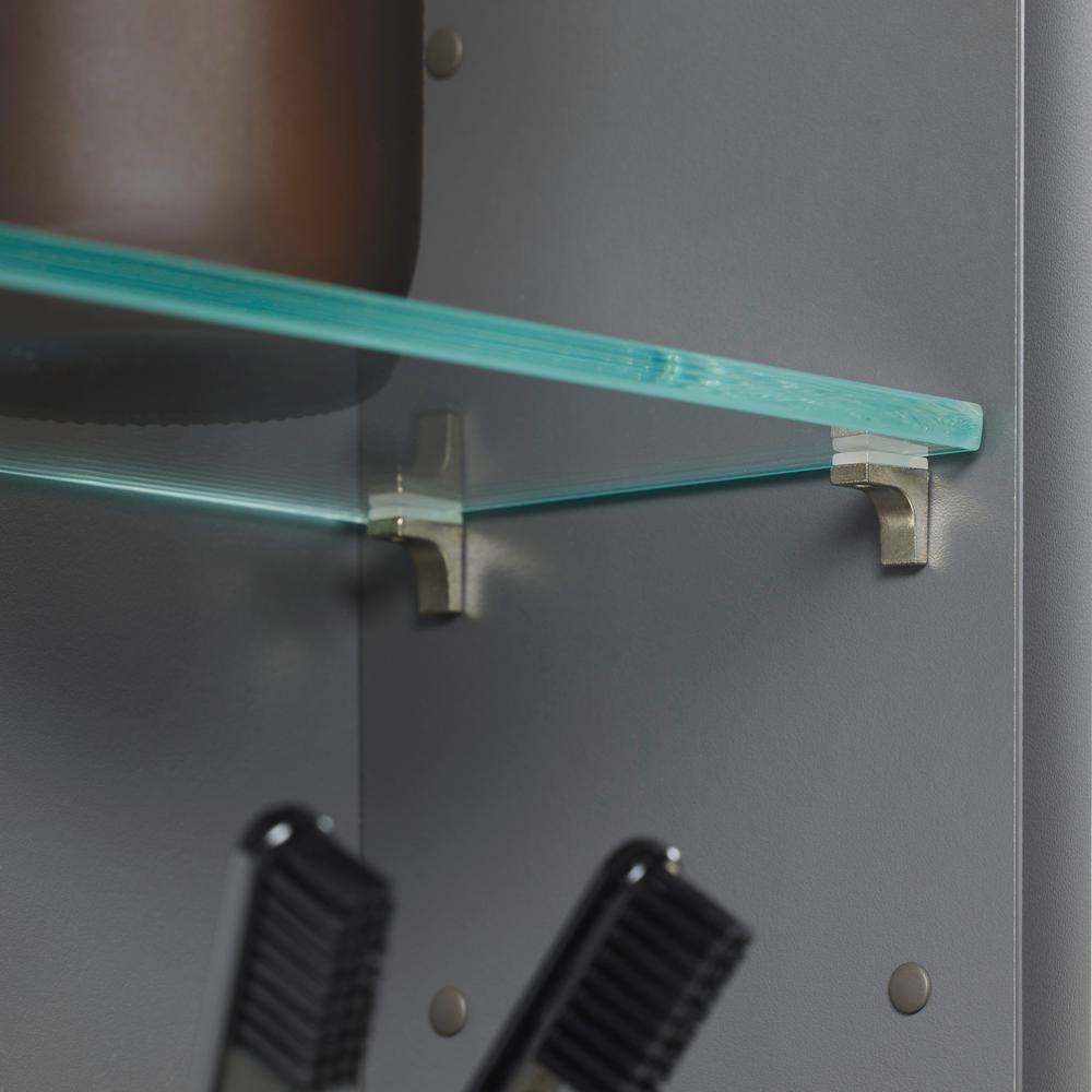 Surface Mount Frameless 1 Door Medicine Cabinet with 2 Shelves and LED Lighting