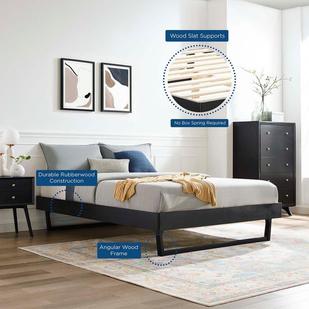 Modway Billie Full Rubberwood and MDF Wood Platform Bed Frame in Black