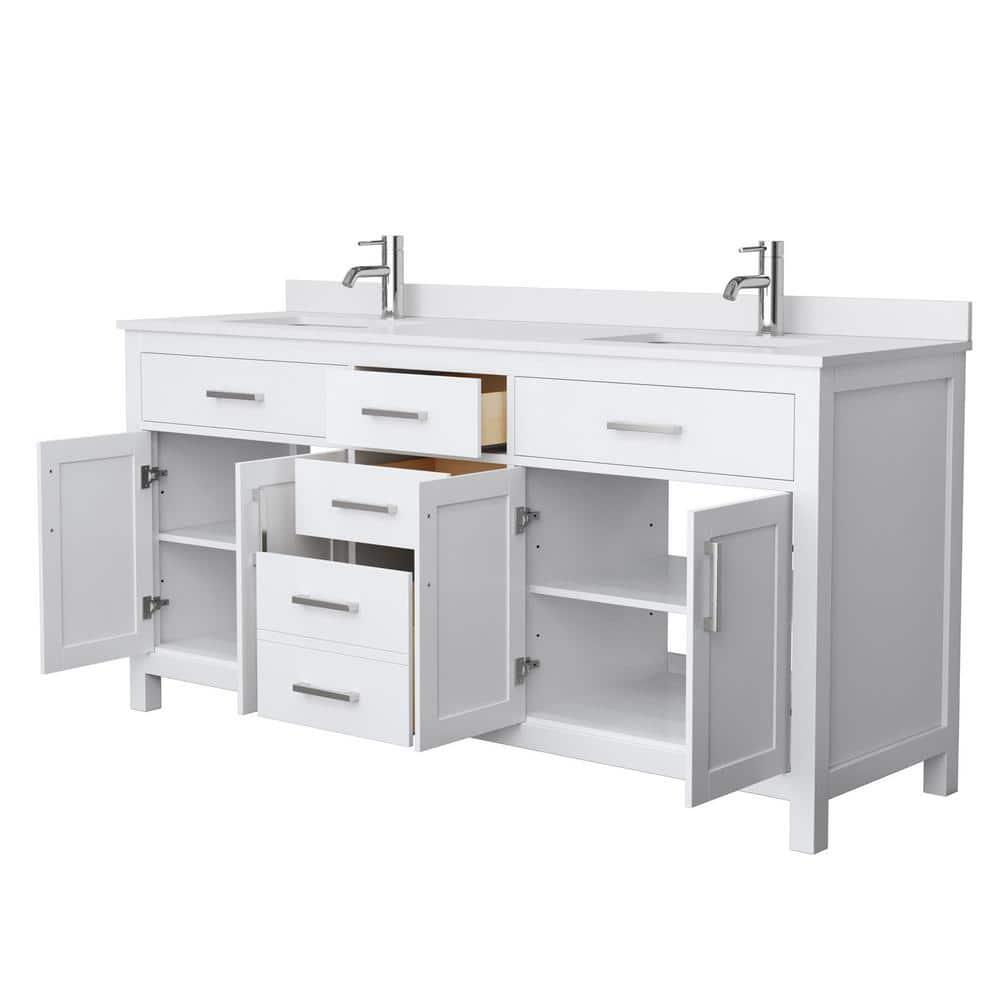 Beckett 72" Freestanding Double Bathroom Vanity with Cultured Marble Top