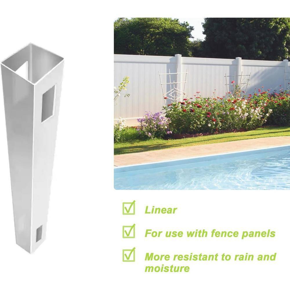 Vinyl Garden Line Fence Post, for 6ft (72" W x 72" H) Height,Caps Included Vinyl White (5" W x 95" H), Set of 2