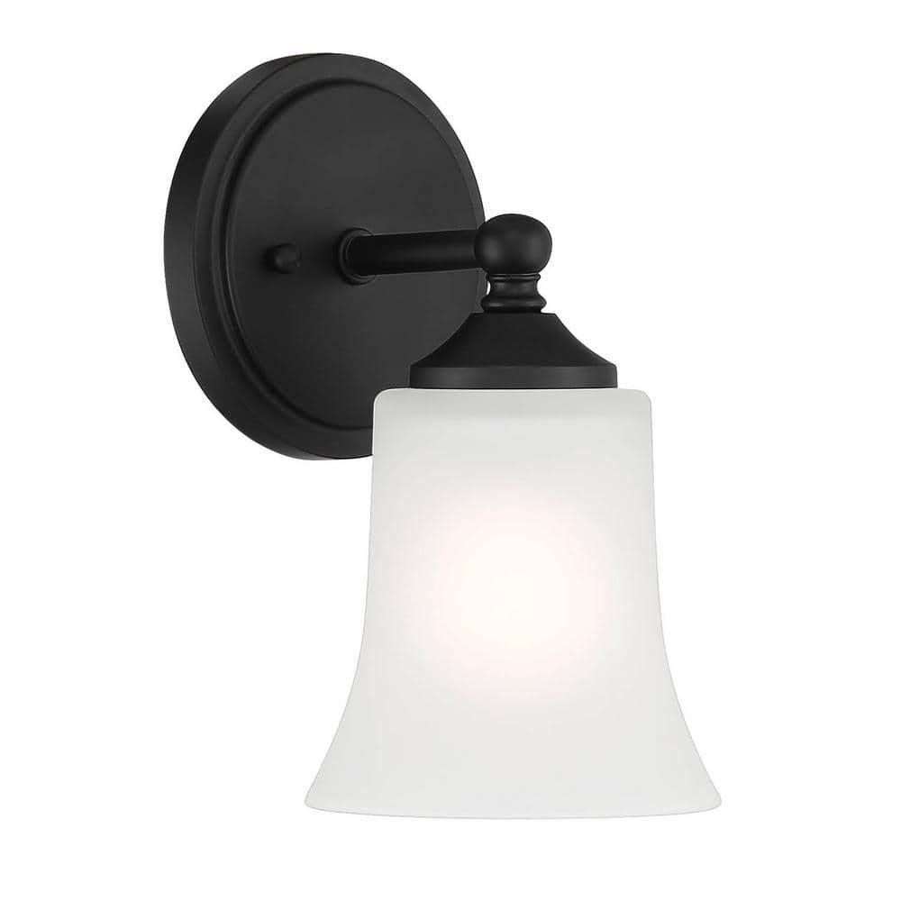 Designers Fountain Bronson 1 Light Matte Black Wall Sconce Light, D278M-WS-MB