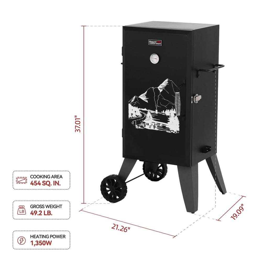 Royal Gourmet Royal Gourmet 28-Inch Analog Electric Smoker with 3 Cooking Grates, 1350W Output, Adjustable Temperature Control, Black