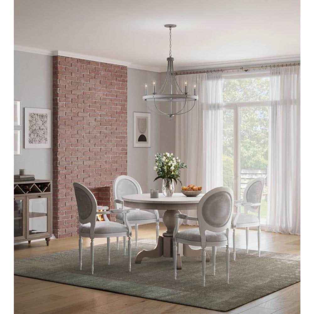 Progress Lighting Gulliver 5-Light Chandelier, Galvanized Finish, Wood Grained Texture Shade